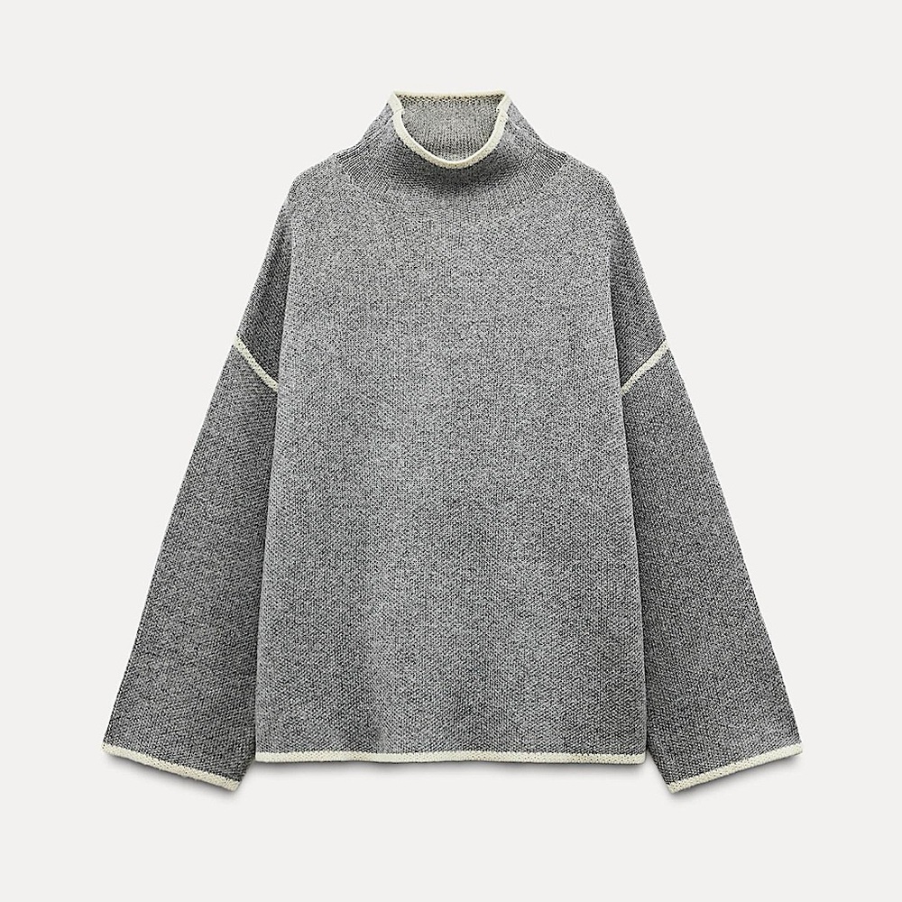 ZARA knit sweater with contrasting piping